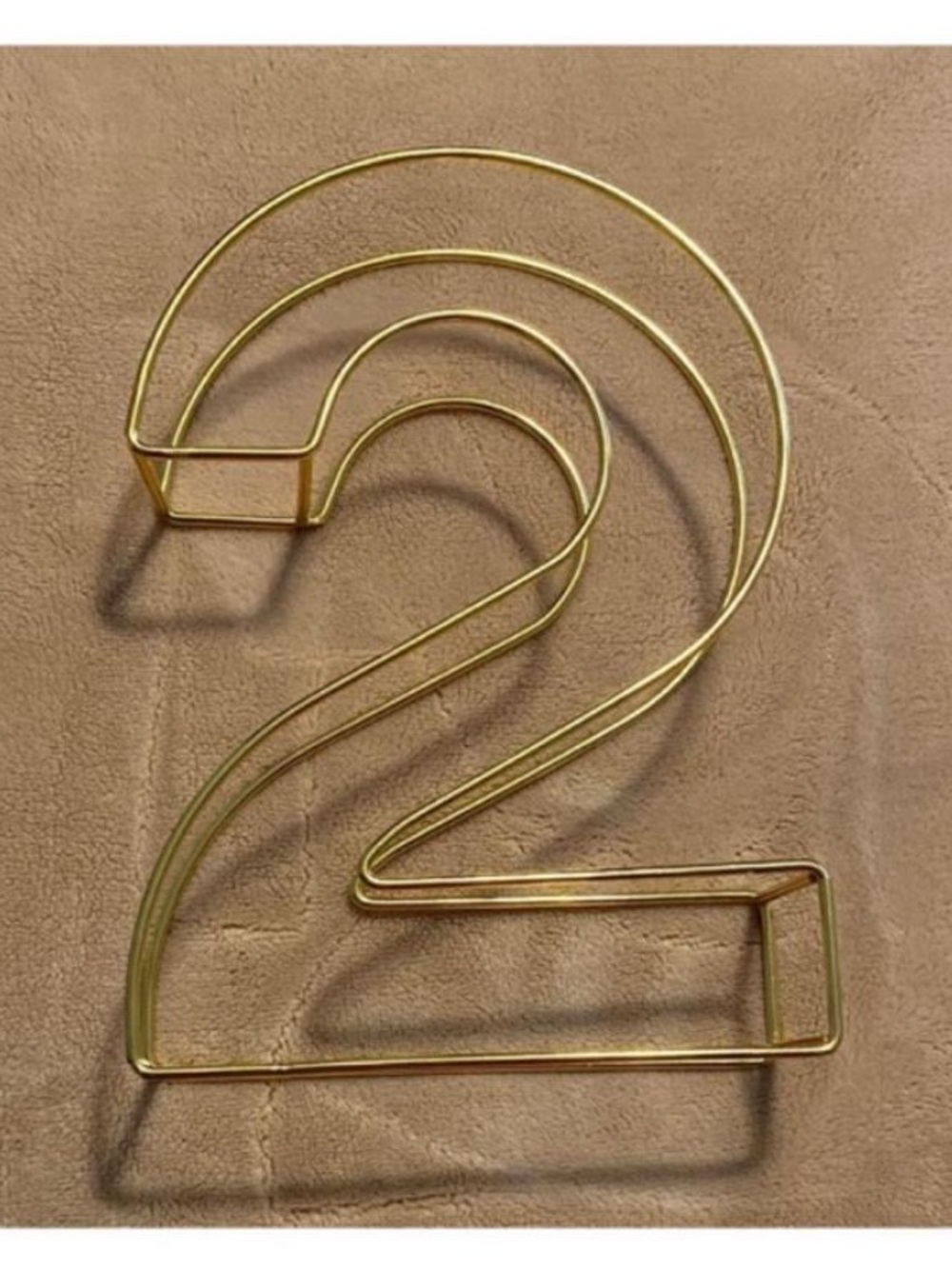 Gold Wire Number "2" Decorative Wall Accent